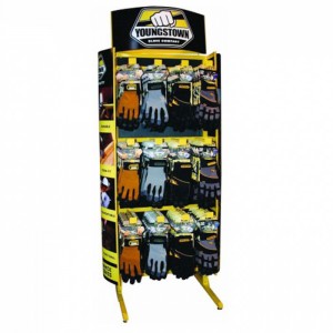 Moveable Customized Gray Wooden Floor Hand Display Rack For Gloves