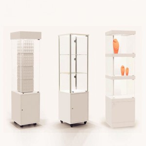 Moveable White Floor Large Jewelry Display Showcases With Light For Sale