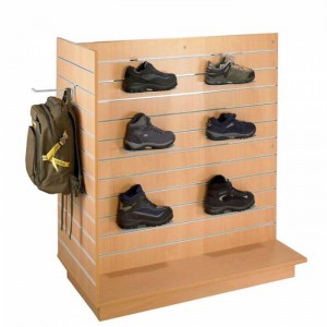 Popular Customized Brown Wood Floor Shoe Wall Display Shelves