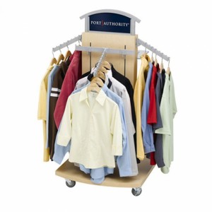 Premium Movable 4-Side Brown Wood Clothing Display Ideas Shelves