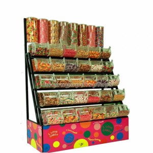 Quality Assured Candy Plexiglass Display Floor Creative Concession Candy Display Rack
