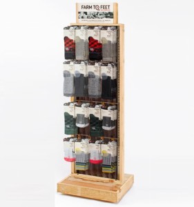 Quality Knitting Wool Happy Socks Wood Metal Hook Retail Display Stand