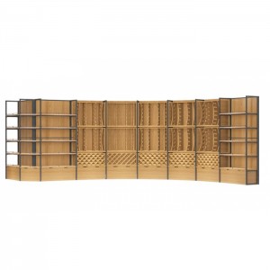Combined Floor Brown Wood Retail Store Display Racks For Sale