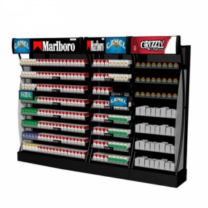Retail Store Tobacco Promotional Large Metal Cigarette Shelving Display