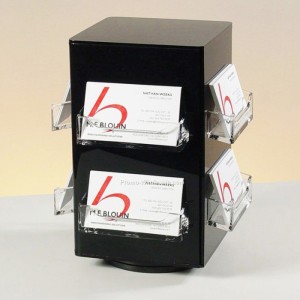 Rotating 3-Sided Adjustable Pockets Black 6-Pocket Acrylic Brochure Holder For Tabletop