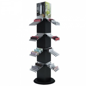 Rotating 4-Sided White Metal Floor Durable Tile Display Stand