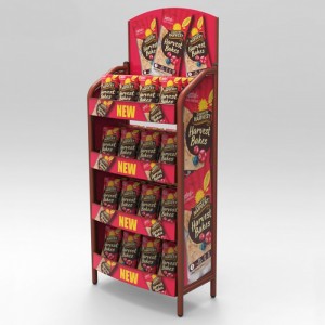Supermarket Floor Metal Snack Display Racks Shelf With Wheel, Potato Chip Snack Display Rack