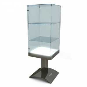 Table Top Lockable Merchandising 4-Tier Glass Display Units For Sale