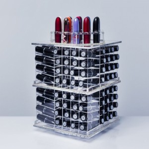 White Acrylic Counter Top Cosmetics Display Case For Lipstick