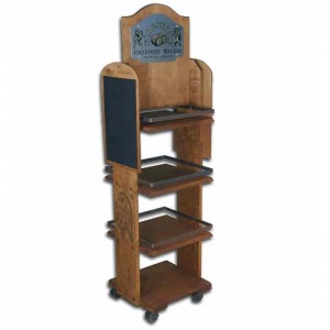 Wood Store Gondola POP Merchanding Movable 4-Layer Floor Display Stands