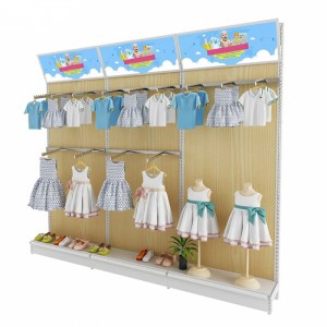 Stable 3-Group Wooden Clothing Display Racks For Grocery Store