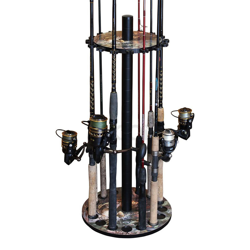 China Round Wooden Fishing Rod Display Stand Fishing Pole Rod Holder Stand  Manufacturer and Supplier