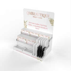 Acrylic 3 Tier Beauty Store Lash Display Stand Countertop Merchandising