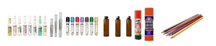 vials and small bottles