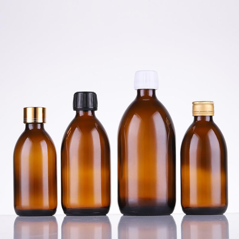 Amber Glass Medicine Bottle with Cap - 300mL