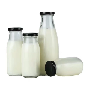 Quality Inspection for Gold Label Barley Wine Bottle - Wholesale 200ml 250ml 500ml 1000ml glass milk bottle with metal lid – Highend