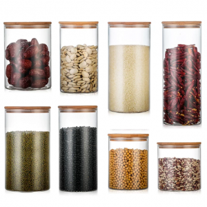 Renewable Design for Jars Glass Mason - 70/100/800/1000/1800/2100ml Handblown Airtight Food Grade Kitchen Storage Glass Canisters Glass Jar With Bamboo Lids – Highend