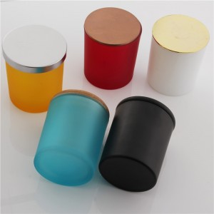 luxury wide mouth cylinder green glass candle jars with lid