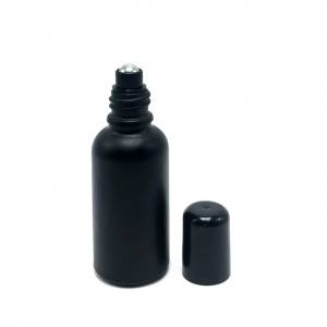 20ml 30 ml 50 ml 100 ml stainless steel ball refillable roll on bottle matte frosted black glass roll on perfume bottle