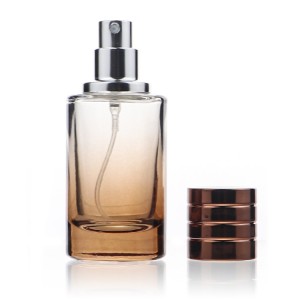 cylinder brown glass colorful perfume bottle with spray pump