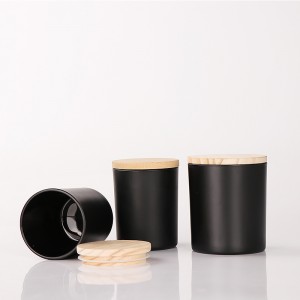 10oz matte black candle jar glass candle holder with lids and gift box