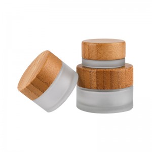 wholesale cosmetic containers face cream 5g 15g 20g 30g 50g 100g frosted clear glass Jar with bamboo lid
