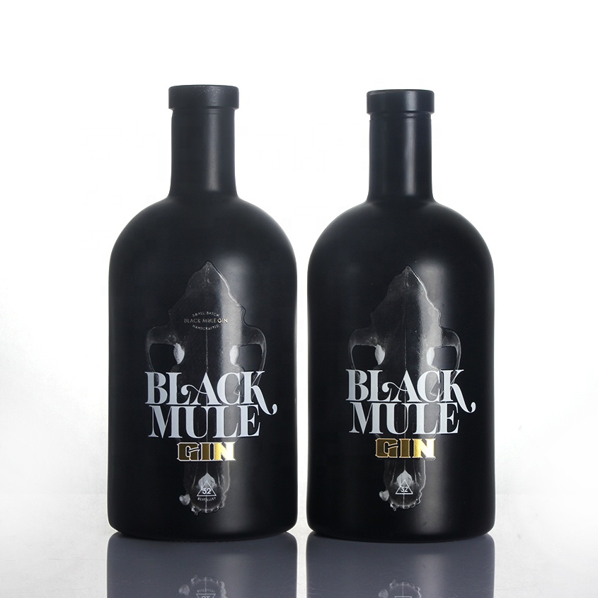 Factory For Glass Cup Designs  Custom logo cork top 500ml 750 ml glass liquor vodka matte black bottle – Highend