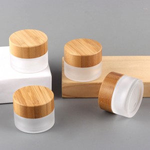 Fancy 20G Glass For Body With Wooden Cap Frosted Cream Jars