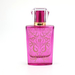 luxury square glass perfume bottle printing spray color 50ml 100ml with ABS transparent cap