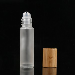 Glass Roll On Bottle With Gemstone Essential Oil Roller Bottle with Bamboo Cap