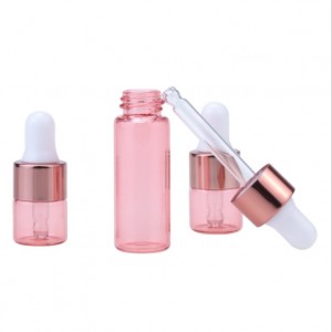 Pink Color Small Glass Testing Sample Essential Oil Dropper Bottle