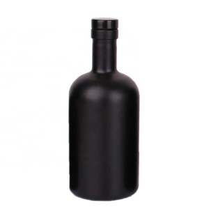 Custom logo cork top 500ml 750 ml glass liquor vodka matte black bottle