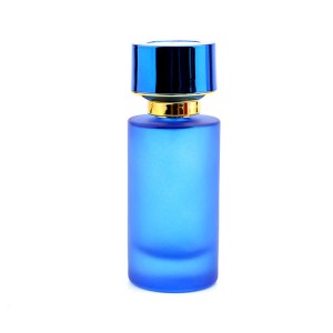Colorful glass perfume bottle 50ml with sand anodized aluminum cap for women