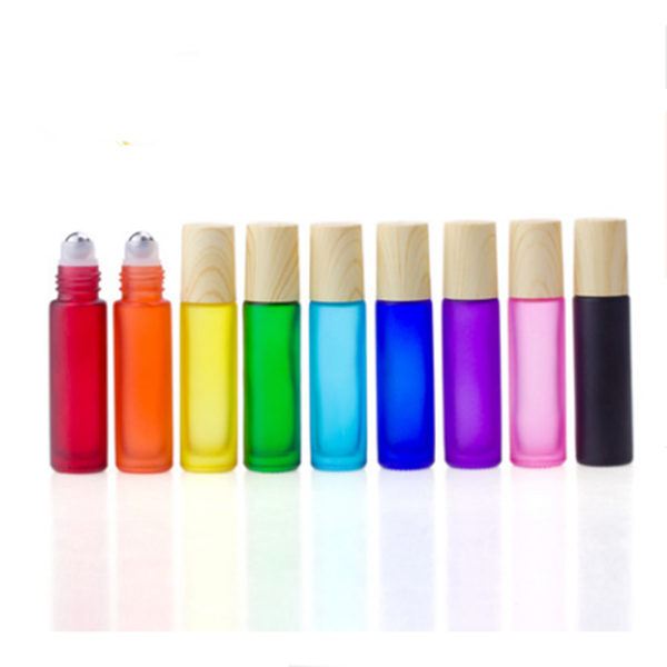 China OEM Perfume Bottle Round - 5ml 10ml 15ml Colorful Glass Roll On Bottle with wooden Cap – Highend