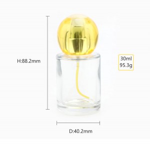 yellow lid 30ml cylindrical glass perfume bottle