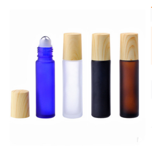 5ml 10ml 15ml Colorful Glass Roll On Bottle with wooden Cap