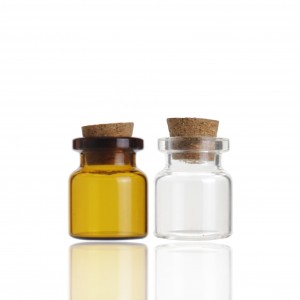 Small Pharmaceutical Sample Amber Glass Cork Vial