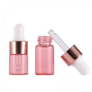 Pink Color Small Glass Testing Sample Essential Oil Dropper Bottle
