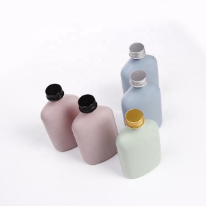 Flat Flask Bottle 200ml 350ml Clear Cold Brew Coffee Juice Glass Bottle for Beverage Wine Liquor Tea Milk
