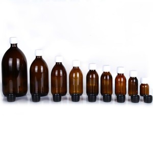 Wholesale empty cough syrup bottles Amber glass bottle syrup bottle DIN28mm