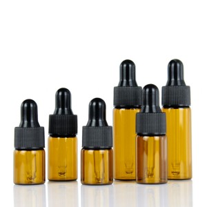 Brown Color Bottles With Dropper Empty Tiny Glass Amber Vials