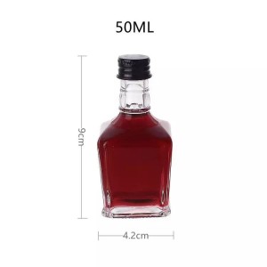 50ml (2oz) Flint (Clear) Round Shape Small Spirits Glass Bottle With Aluminum Cap