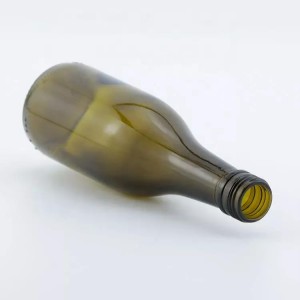187ml antique green small glass burgundy wine bottle with aluminum screw cap