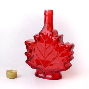 Unique 50ml 100ml 250ml Maple Leaf Shaped Glass Bottle Glass Beverage Bottle with Screw Cap