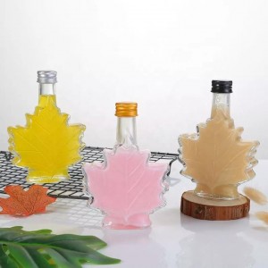 Small Maple Leaf Shape Glass Bottle for wine juice beverage