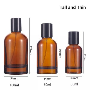 Refillable brown color 30ml 50ml 100ml glass perfume spray bottle