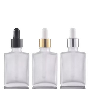 Cosmetic frosting 30ml square essential oil dropper glass bottle