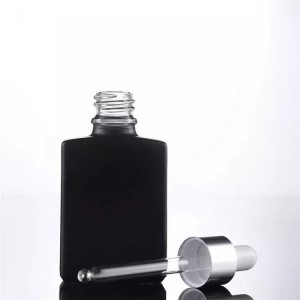 15ml 30ml 50ml 100ml Luxury square clear matte black essential oil glass dropper bottles