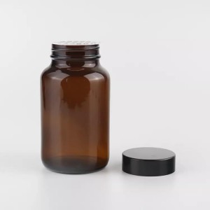 200cc (7.2oz) Amber Glass Wide Mouth Vitamin Pill Bottle For Sale