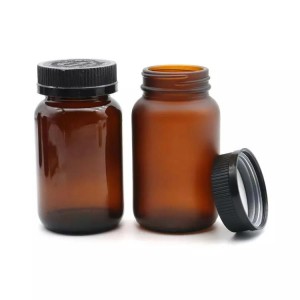100CC pharmaceutical amber capsule glass medicine tablets pill bottle with child proof cap